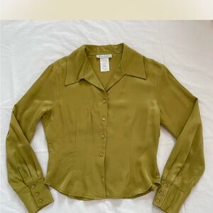 Vintage Green Button-Up Blouse